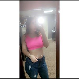 pink crop top